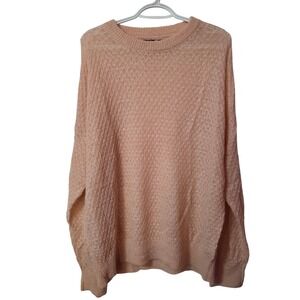 Standard Cloth Peach Pink Fuzzy Knit Semi Sheer Sweater Mens Large OB1849365
